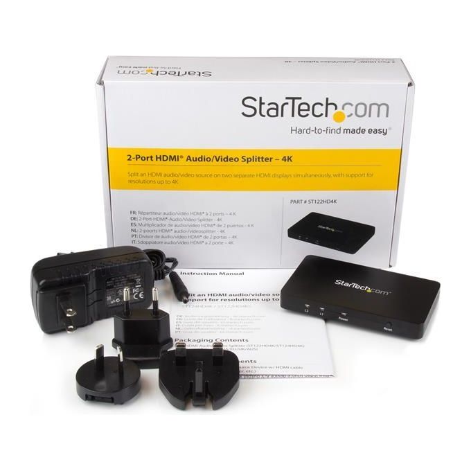 StarTech.com Hdmi 2-port 4k Video Splitter Solid Aluminum Housing - 4k 30hz