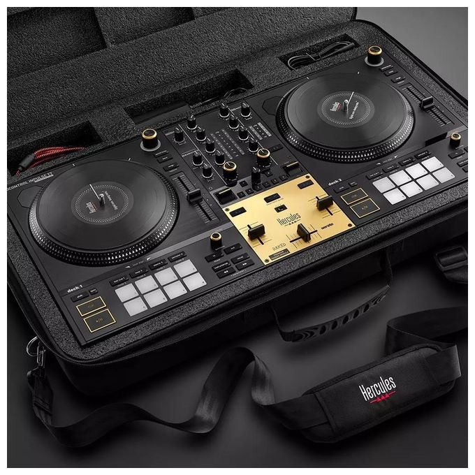 Hercules 4780938 INPULSE T7 PREMIUM Mixer per DJ con 2 Piatti Motorizzati 7'' e Fader Premium colore Nero
