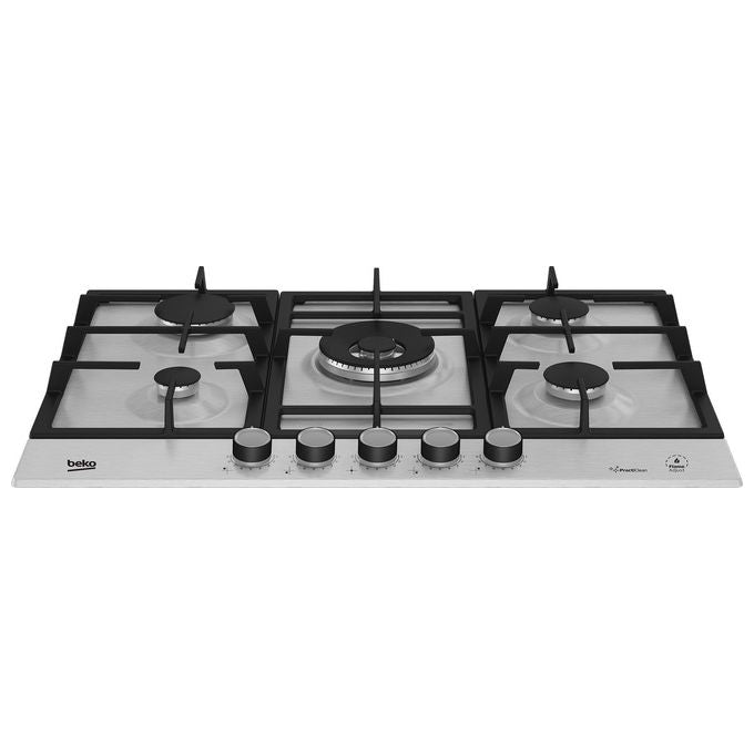 Beko HIAW75226SXE Piano cottura Gas 75 cm 5 Fuochi Wok 5000W FlameAdjust PractiClean Gas Safety colore Acciaio Inox