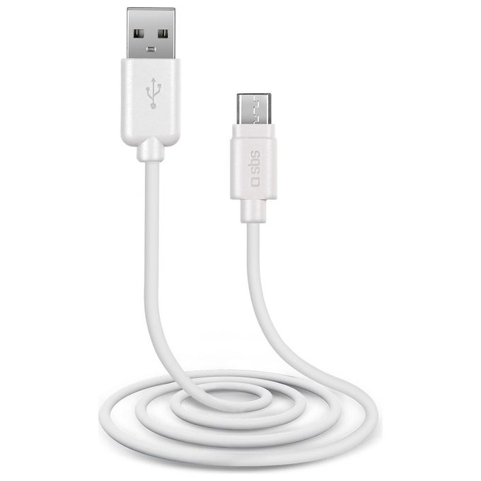 Sbs TECABLEMICROW Cavo Dati USB 2.0 a MICRO USB, 1,0 mt, Bianco