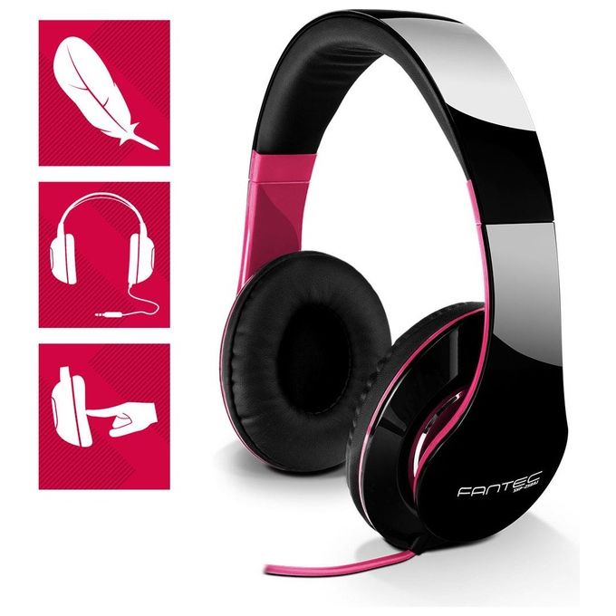 Fantec SHP-250AJ Cuffie Stereo On Ear Cuffie Imbottite e Traspiranti Nero-Viola