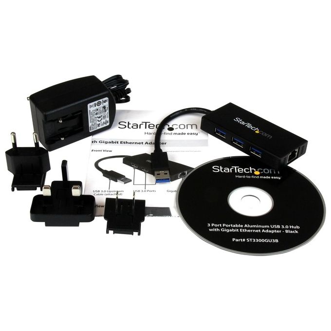 StarTech Hub Portatile USB 3.0 con Adattatore NIC Ethernet Gigabit Gbe in alluminio con cavo - UASP