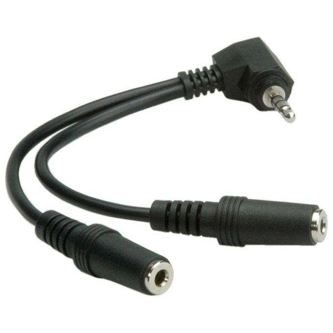 Link cavo sdoppiatore stereo 3,5 mm. maschio 90Â° -femmina-femmina