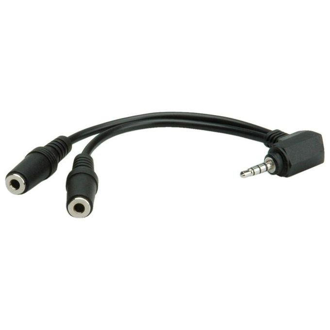Link cavo sdoppiatore stereo 3,5 mm. maschio 90Â° -femmina-femmina