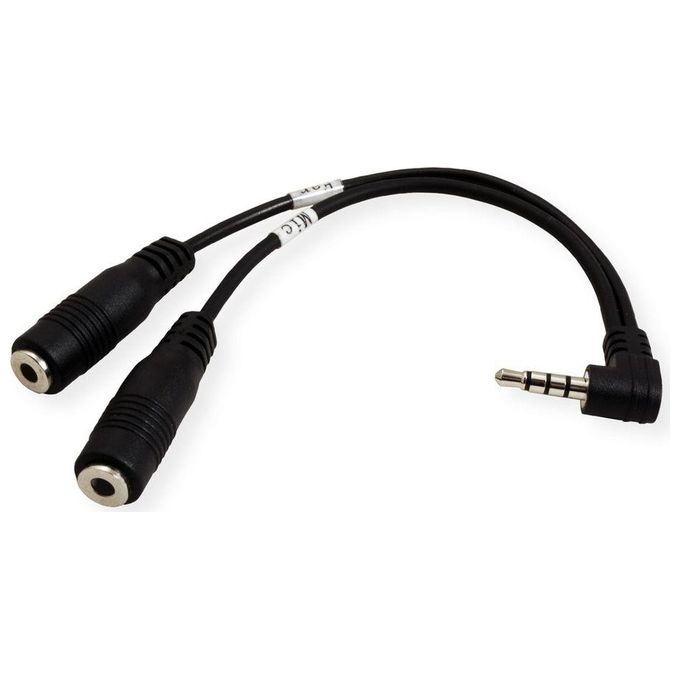 Link cavo sdoppiatore stereo 3,5 mm. maschio 90Â° -femmina-femmina
