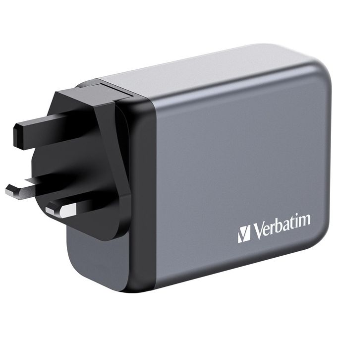 Verbatim 32204 GNC-200 Caricatore GaN 200W con 3 USB-C 1 USB-A Ricarica Rapida Quick Charge 3.0 PD PPS colore Nero Grigio