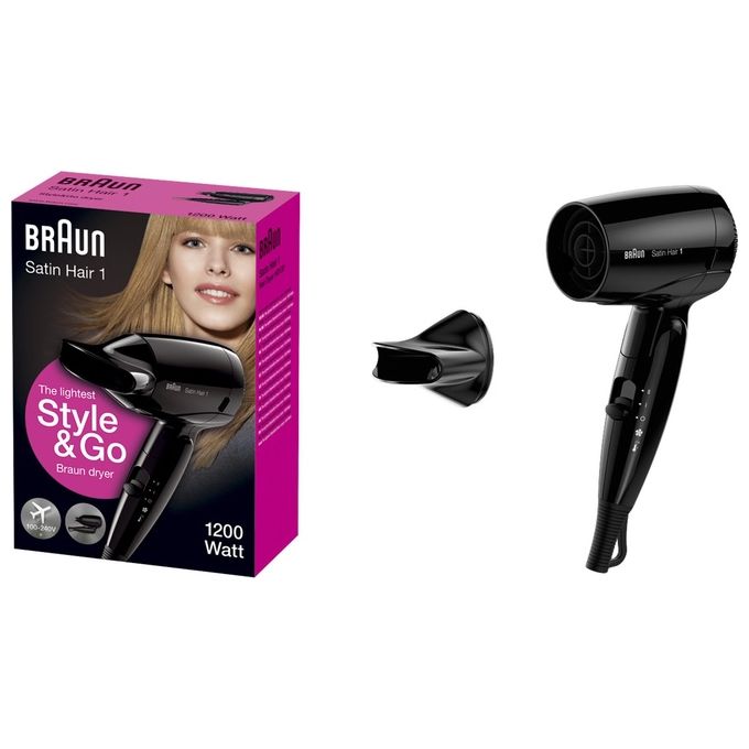 Braun HD 130 Phon 1200w 2 temp. Da Viaggio con concentratore Nero