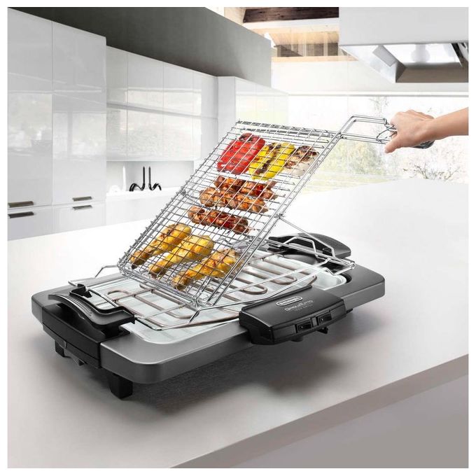 De Longhi Bistecchiera elettrica con piastra antiaderente con doppia griglia girevole 2450 Watt Grigio
