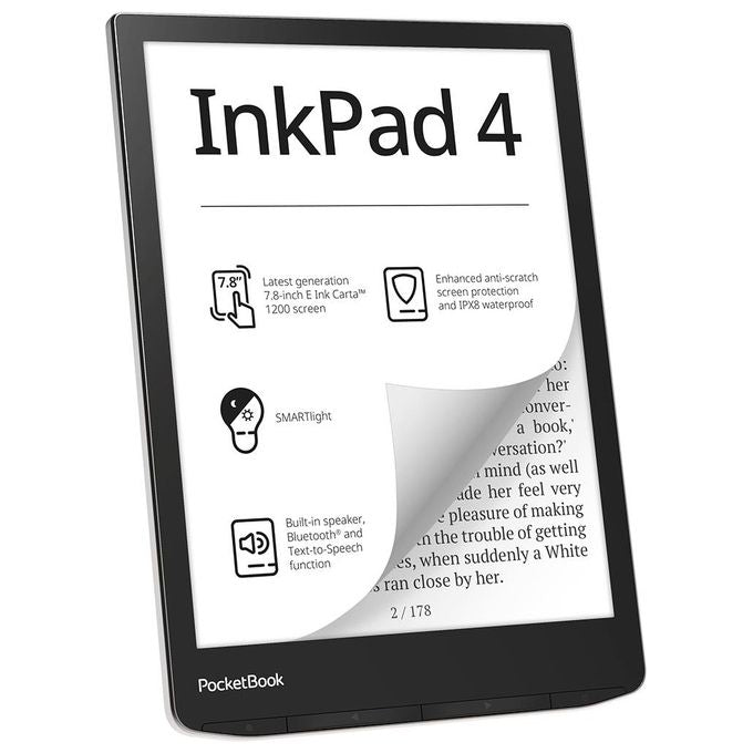 PocketBook PB743G-U-WW InkPad 4 Ebook Reader 7.8'' E Ink 300 DPI 32 GB Wi-Fi Bluetooth colore Argento