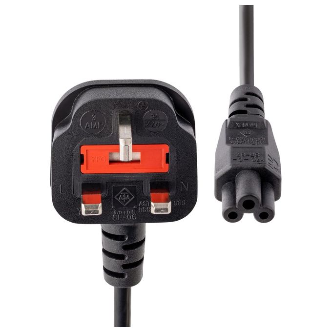 StarTech Cavo di alimentazione standard BS-1363 a IEC320 C5 - Cavo di Rete a trifoglio BS-1363 a IEC320 c5 da 1m