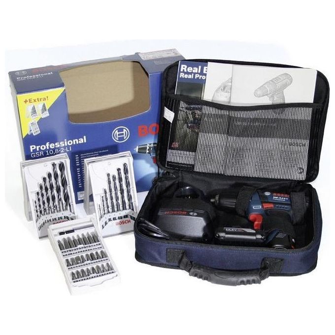 Bosch GSR 12V-15 Professional Cordless Trapano Avvitatore a Batteria 10,8V con Accessori