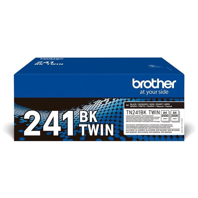 Brother TN241BKTWIN Toner Originale Nero Multipack 2 Pezzi Resa 2500 Pagine Ciascuno colore Nero
