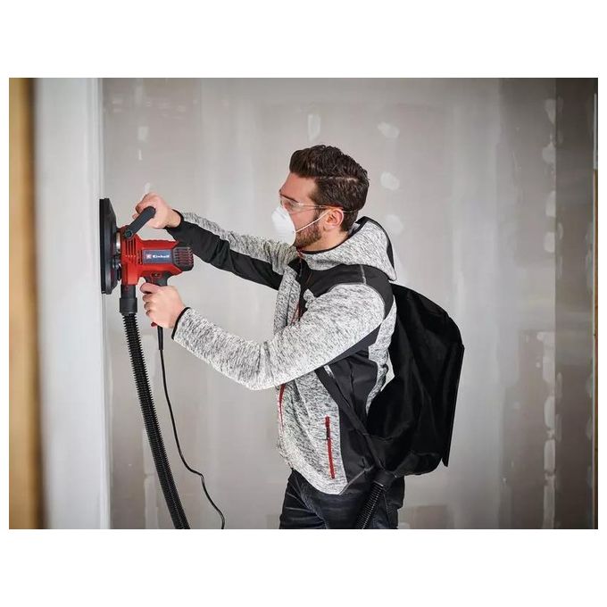 Einhell 4259945 TC-DWS 225 Levigatrice per cartongesso 1220 W con aspirazione integrata e regolazione velocita' da 1500 a 2300 rpm attacco velcro diametro 225 mm colore Nero