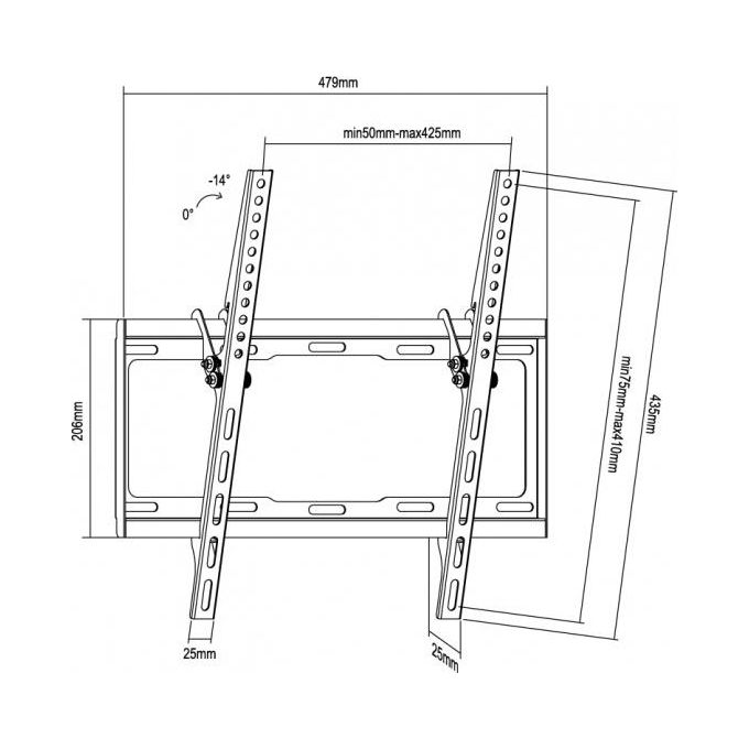 Equip Supporto per Lcd-Tv a Muro 32''-55'' Inclinabile Max 40Kg  Nero
