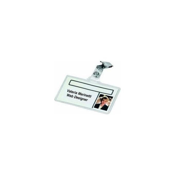 Lebez 31-140-B Portabadge Semirigido in PVC con Clip Metallica 93x60 mm Confezione 50 pezzi colore Trasparente