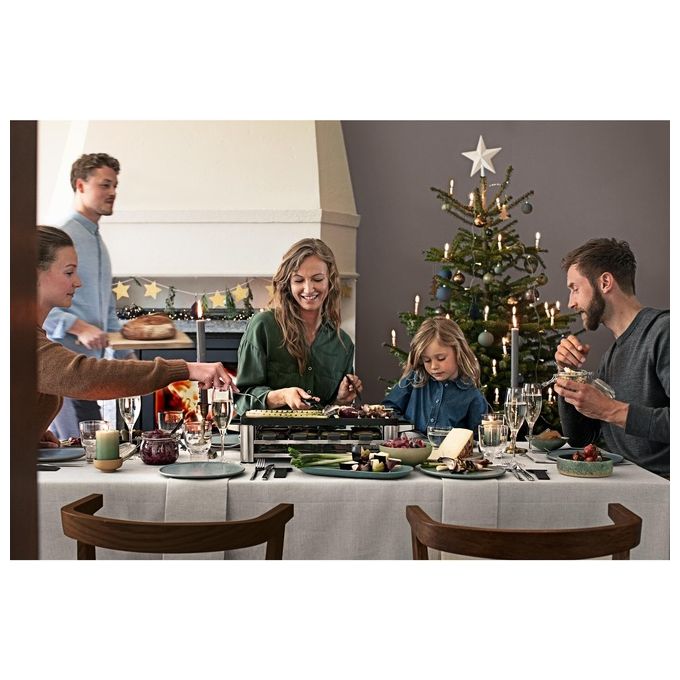 WMF 04.1504.0011 Lono Raclette elettrica per 8 persone 1500 W con piastra reversibile antiaderente colore Nero Cromo