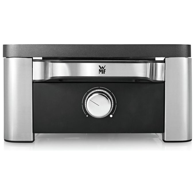 WMF 04.1504.0011 Lono Raclette elettrica per 8 persone 1500 W con piastra reversibile antiaderente colore Nero Cromo