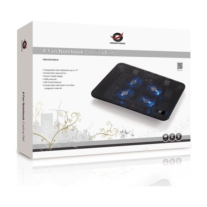 Conceptronic nbcoolpadl4f 4 Fan Notebook Cooling Pad Up To 17''