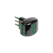 Adattatatore Triplo Spina 10A Presa 10A Nero
