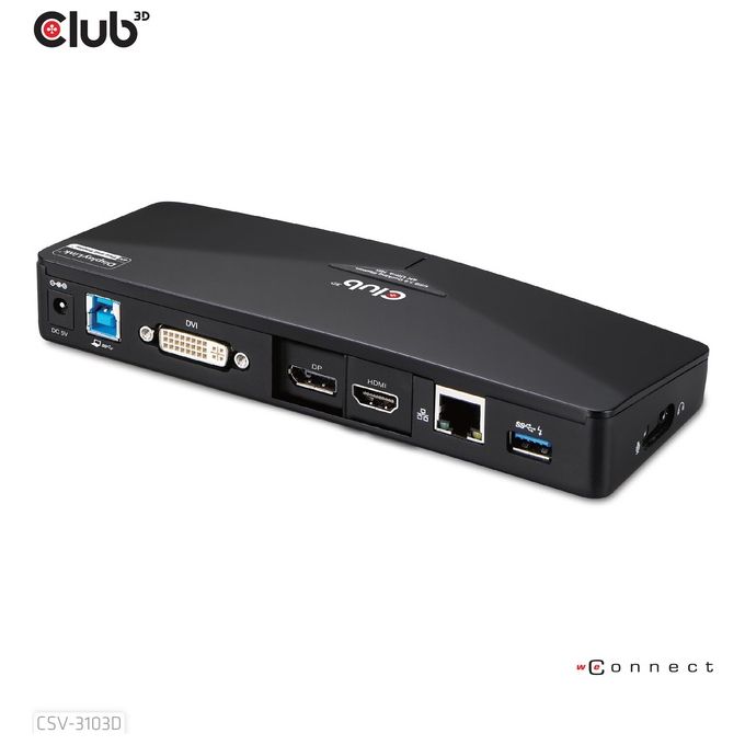 Club3d Docking Station, usb 3.0 4k30hz uhd, usb type a 3.0 Singular 4k or dual Display