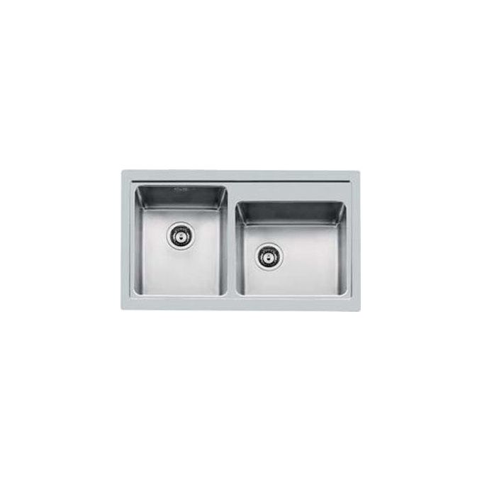 Foster 4385 050 S4000 Lavello da Incasso a Due Vasche Acciaio Inox Spazzolato (87.3x51.3x21 cm) colore Acciaio inox