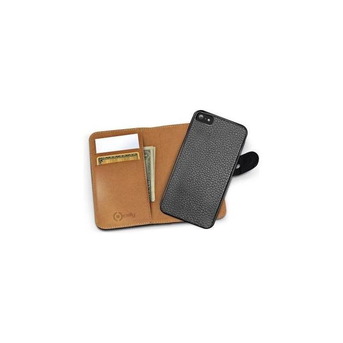 Celly AMBO601BK Ambo Custodia a Portafoglio 2in1 per iPhone 6 Plus 6S Plus con Cover Staccabile Chiusura Magnetica colore Nero