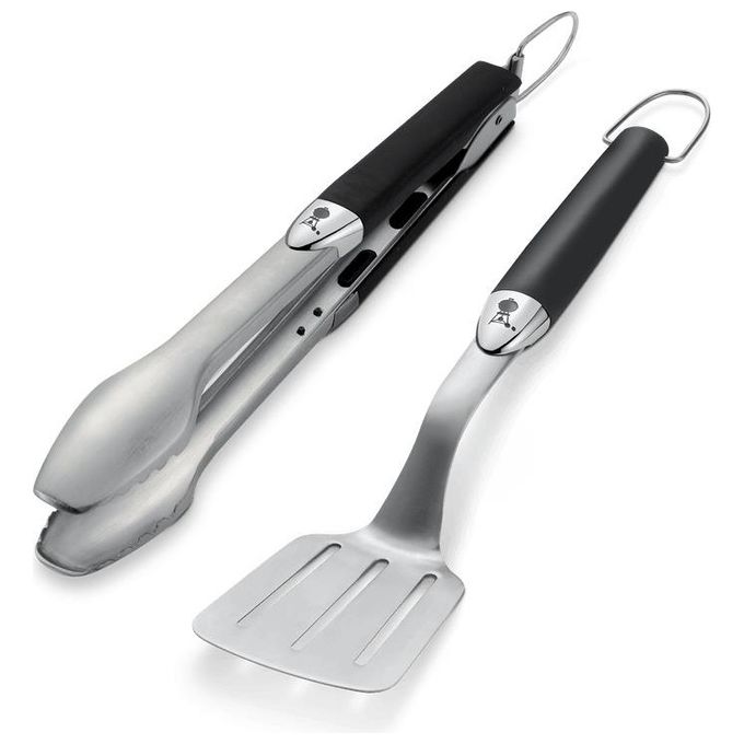 Weber 6645 Set Posate Barbecue 2 Pezzi Pinza e Spatola Acciaio Inox Lavabili in Lavastoviglie