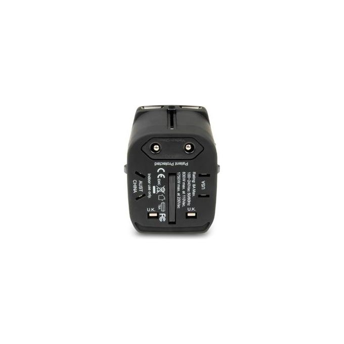Hamlet XPW2UTRAVEL Adattatore Universale da Viaggio   2 USB charger da 2100 mA cadauna