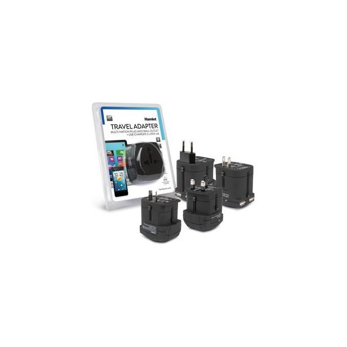 Hamlet XPW2UTRAVEL Adattatore Universale da Viaggio   2 USB charger da 2100 mA cadauna