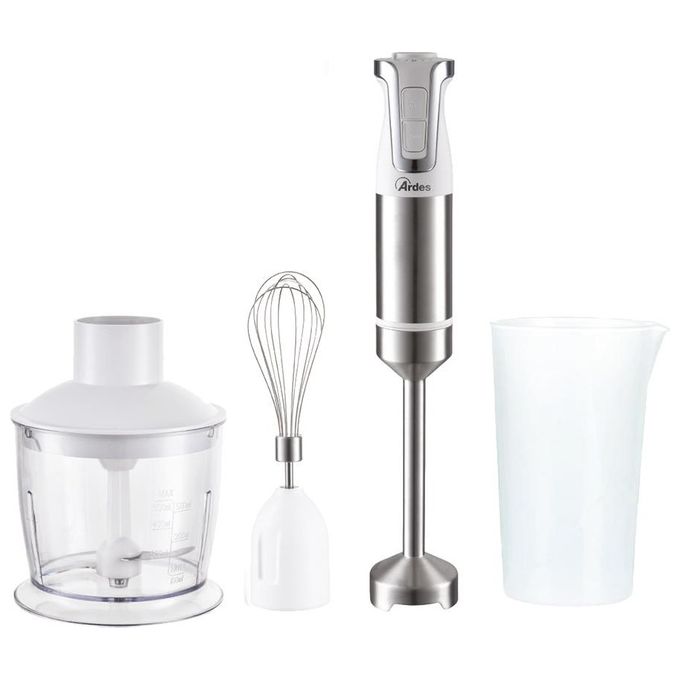 Ardes ARSET01 Trinity Frullatore ad immersione 1000 W 17400 rpm con Tritatutto 0,7 L colore Bianco