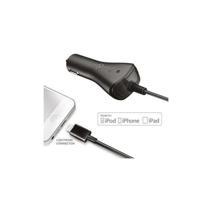 Celly Caricatore auto 1a Lightning Ip5-5s-5c Certificato mfi nero