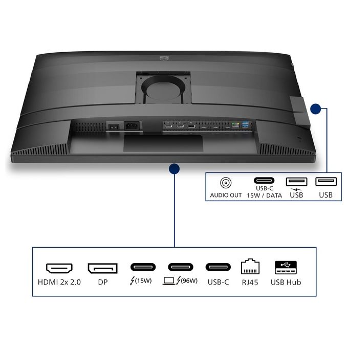 Philips 27B2U6903-00 6000 Series Monitor PC 27'' 4K UHD 3840x2160 IPS 60Hz 4ms Thunderbolt 4 USB Hub Altoparlanti colore Antracite