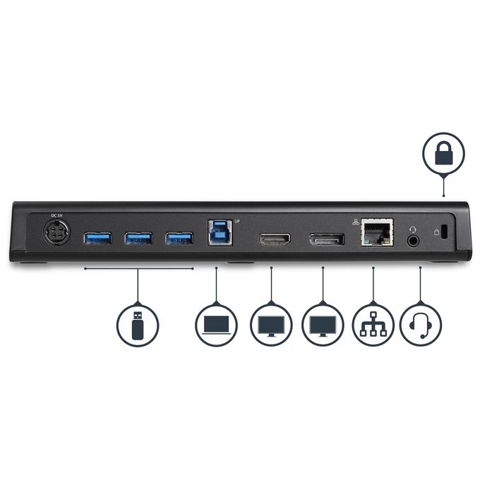StarTech Docking Station Laptop universale USB 3.0 a doppia uscita video 4K DisplayPort - HDMI Gbe + porta USB a ricarica rapida