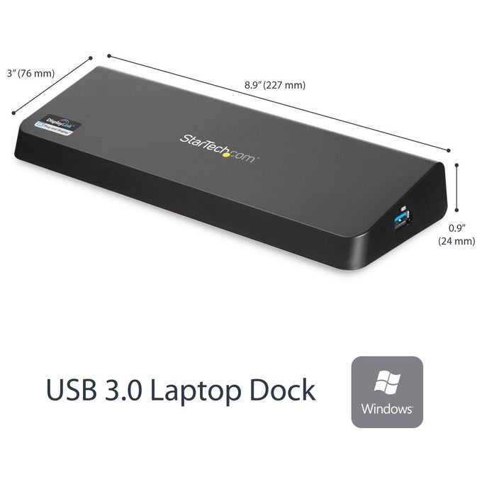 StarTech Docking Station Laptop universale USB 3.0 a doppia uscita video 4K DisplayPort - HDMI Gbe + porta USB a ricarica rapida