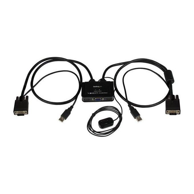 StarTech Switch Commutatore KVM USB VGA a 2 porte - Alimentato via USB con pulsante di commutazione a distanza
