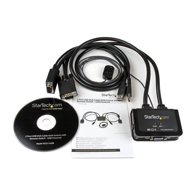 StarTech Switch Commutatore KVM USB VGA a 2 porte - Alimentato via USB con pulsante di commutazione a distanza