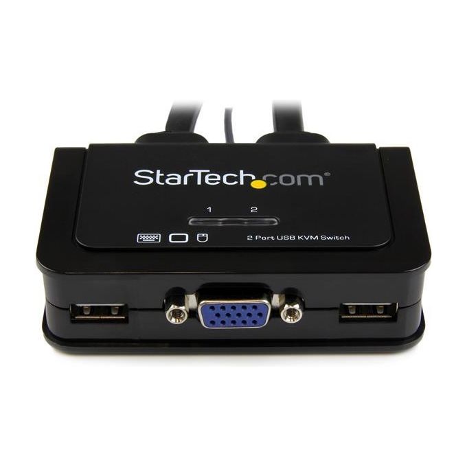 StarTech Switch Commutatore KVM USB VGA a 2 porte - Alimentato via USB con pulsante di commutazione a distanza