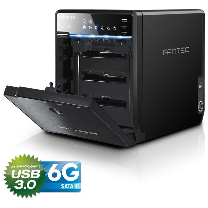 Fantec 1695 QB-35US3-6G Case Esterno per 4x Hard Disk SATA I-II-III 3.5'' USB 3.0 eSATA Ventola 80 mm Termocontrollata colore Nero