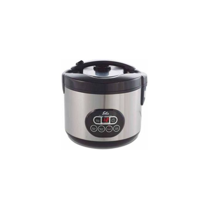 Solis 979.3 Cuociriso Elettrico 500 W Capienza 1.2 L Display LED Timer 15 Ore Mantenimento Calore Acciaio Inox Cavo Rimovibile colore Nero-Argento