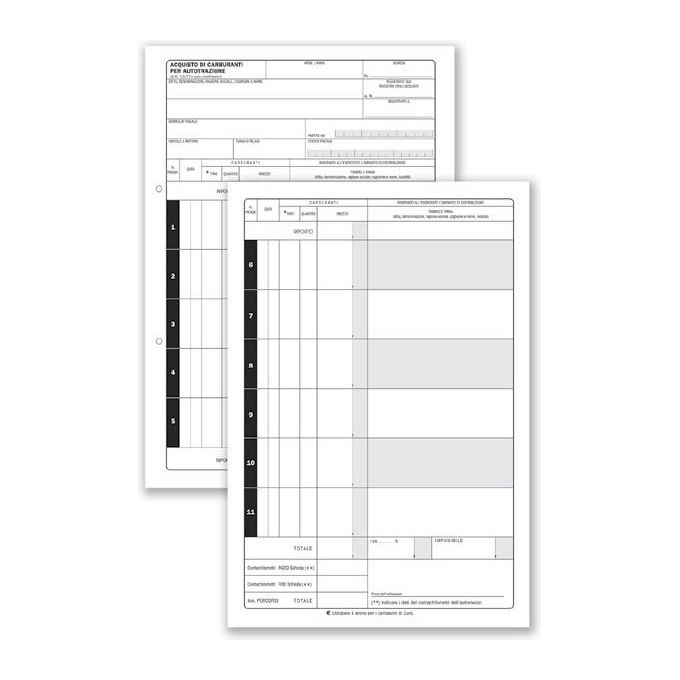 Data Ufficio Confezione da 50 Schede Carburanti 24x17cm