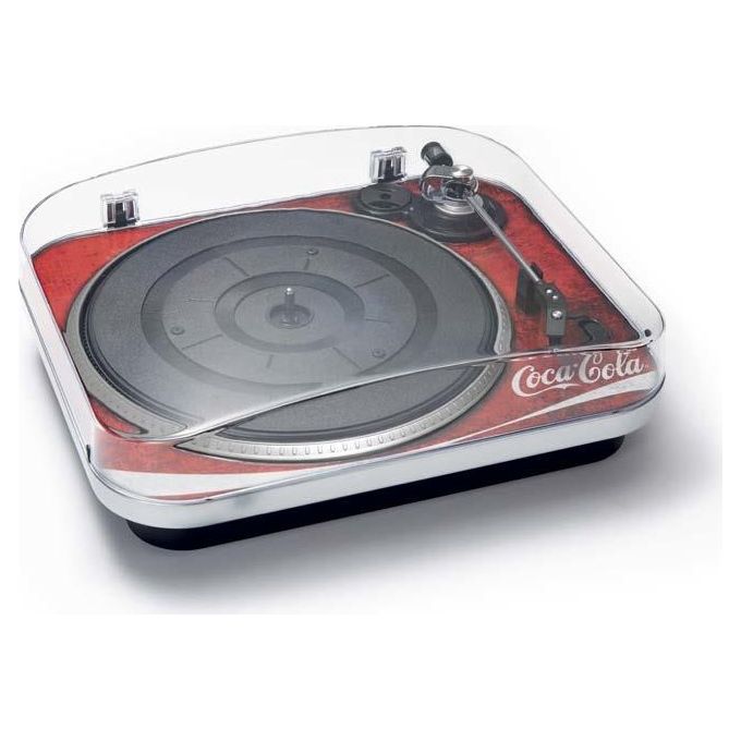 Bigben AU329704 TD120 Giradischi Coca-Cola 3 velocita' 33 45 78 rpm Uscita USB Digitalizzazione Ritorno Automatico colore Rosso