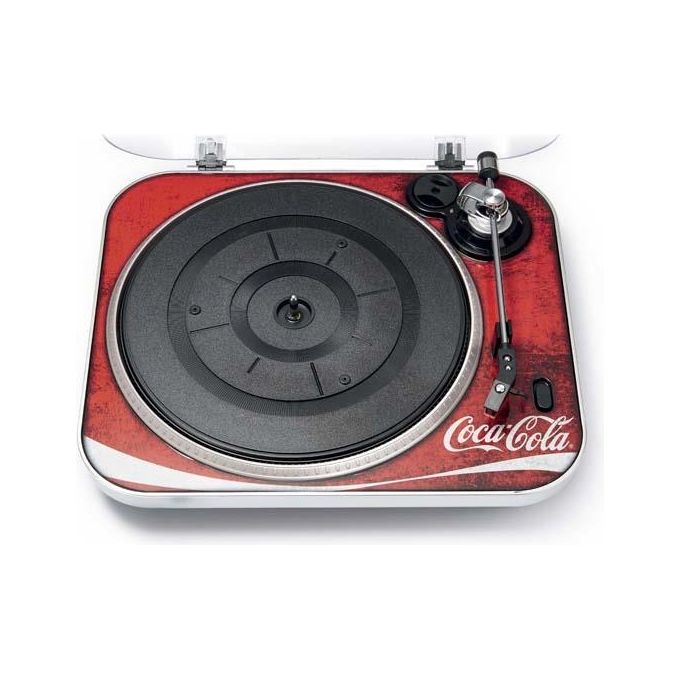 Bigben AU329704 TD120 Giradischi Coca-Cola 3 velocita' 33 45 78 rpm Uscita USB Digitalizzazione Ritorno Automatico colore Rosso