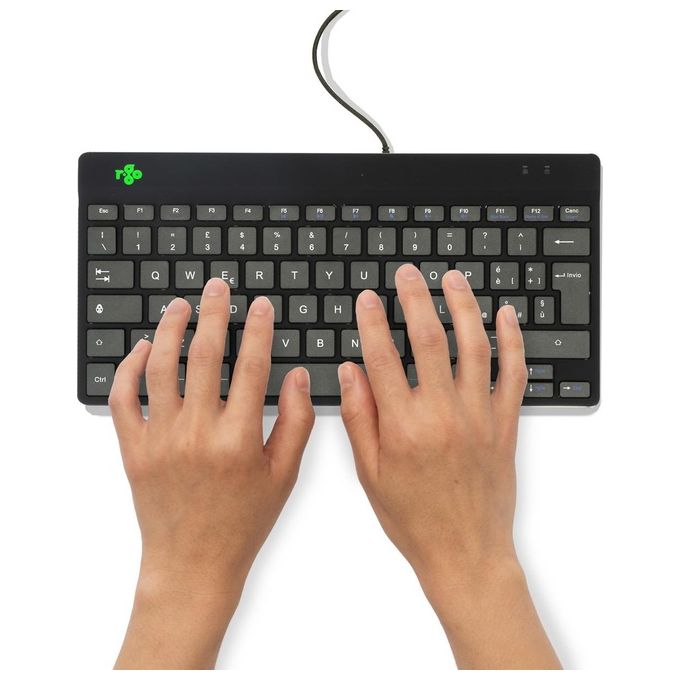 R-Go Tools RGOCOITWDBL R-Go Compact Break Tastiera Ergonomica Cablata USB-C QWERTY Italiano con Software Break LED Integrato colore Nero