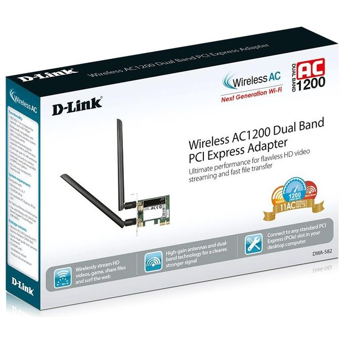 D-link Scheda pciE adapter Ac1200 Dualband 4.5 dbi External Dipole Antennas