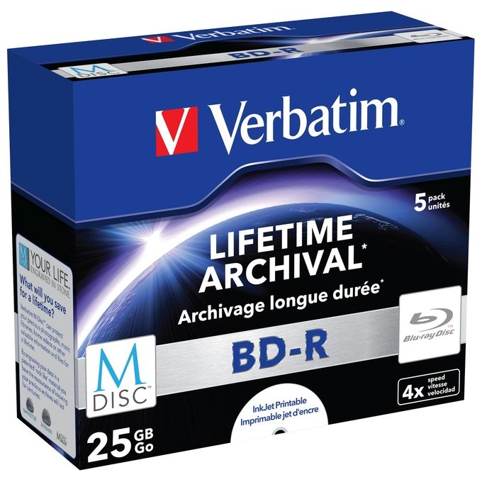 Verbatim M-disc bd-r 25Gb 4x Cf.5pz print.