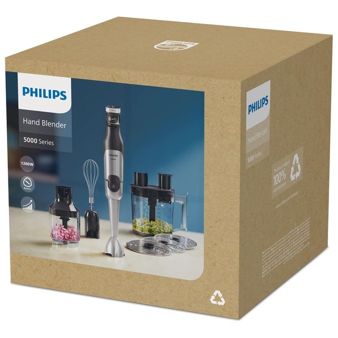 Philips HR2685-00 Serie 5000 Frullatore a Immersione 1200W ProMix con Robot da Cucina 1.7L Tritatutto 0.5L e Frullino colore Nero