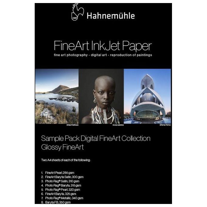 Hahnemuhle Digital FineArt A4 TestPack Carta Fotografica Lucida