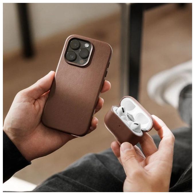 Woodcessories Bio Leather Case MagSafe per iPhone 15 Plus Marrone