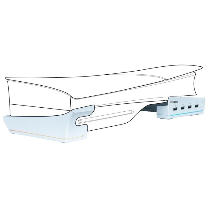Nacon PS5SHORIZSTAND Base Orizzontale per PS5 Slim con Hub USB 3.0 e Illuminazione RGB colore Bianco