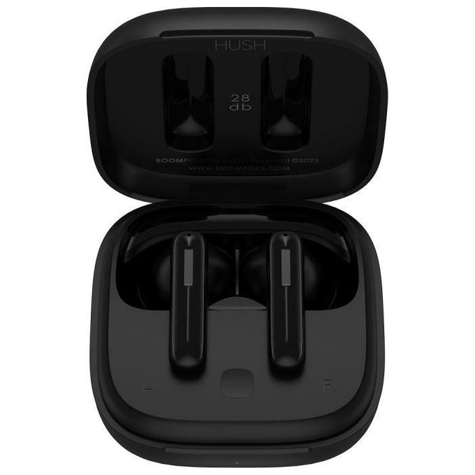 Boompods HUABLK bassline HUSH ANC Auricolare True Wireless Stereo In-ear con Cancellazione Attiva del Rumore (ANC) e Controllo Touch colore Nero